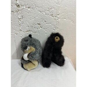 HAND PUPPETS LOT OF 2 BEAR AND BEAVER 9 INCHES